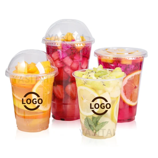 Eco Friendly Custom Printed Clear 12, 16, 20, 24 32oz PP Pet Transparent Disposable Plastic Cup with Lid